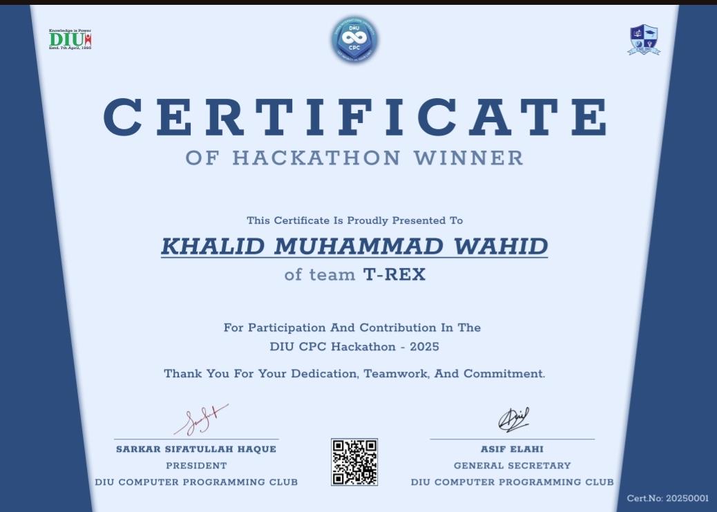 CPC Hackathon Winner from Dhaka International University