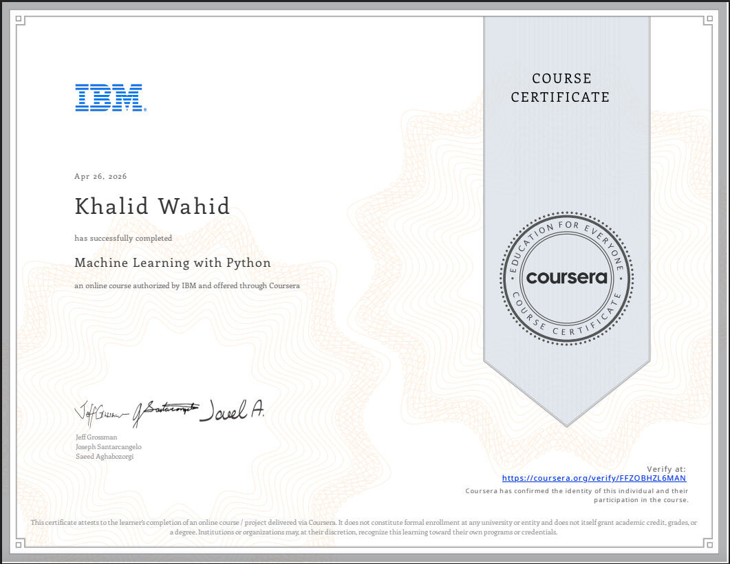 Machine Learning with Python from IBM